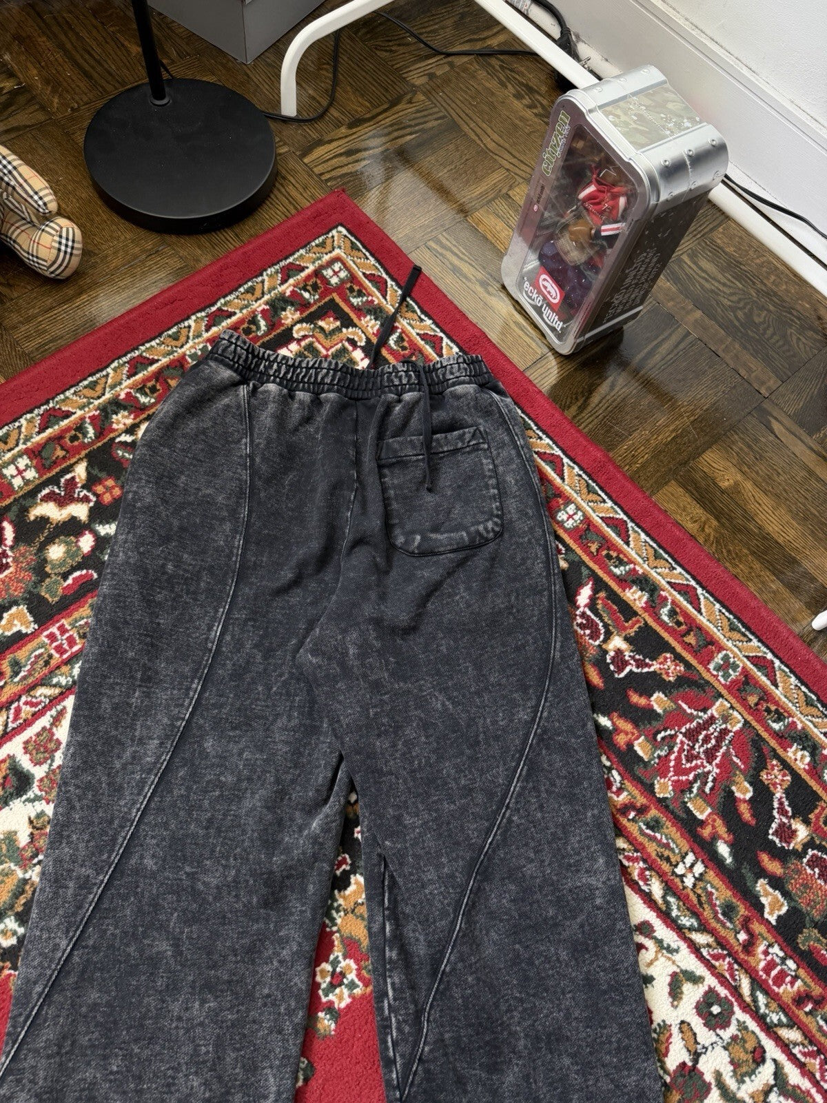 Dime MTL Small Logo Relaxed Straight Sweatpants Navy Size Large