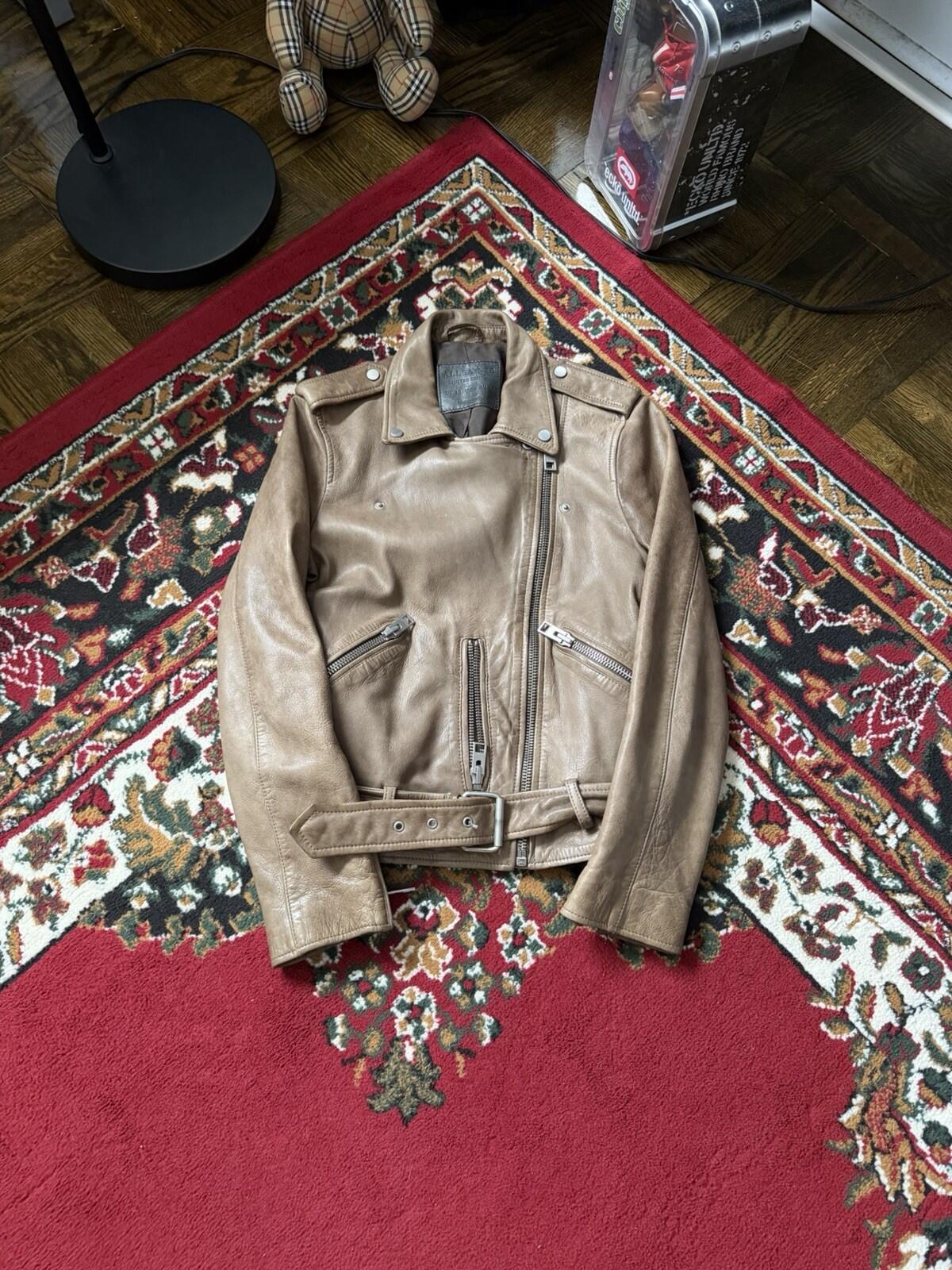 ALLSAINTS Wyatt Lambskin Leather Biker Jacket - Brown - 6 US