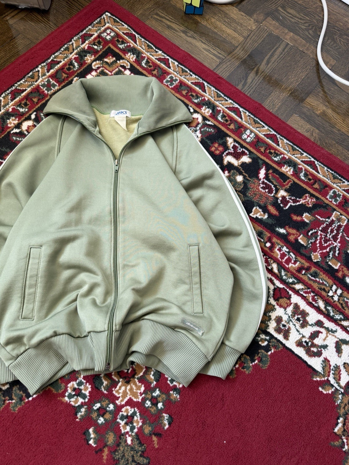 Vintage ASICS Jelenk Full Zip Track Jacket Green Made in Japan 90s