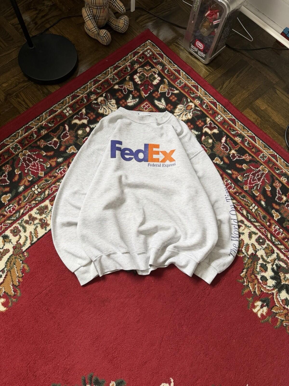 Vintage FedEx Federal Express Sweatshirt Mens L Lee Heavyweight 90s Crewneck