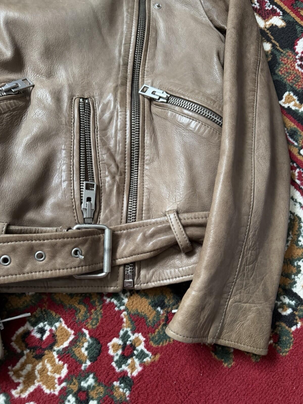 ALLSAINTS Wyatt Lambskin Leather Biker Jacket - Brown - 6 US