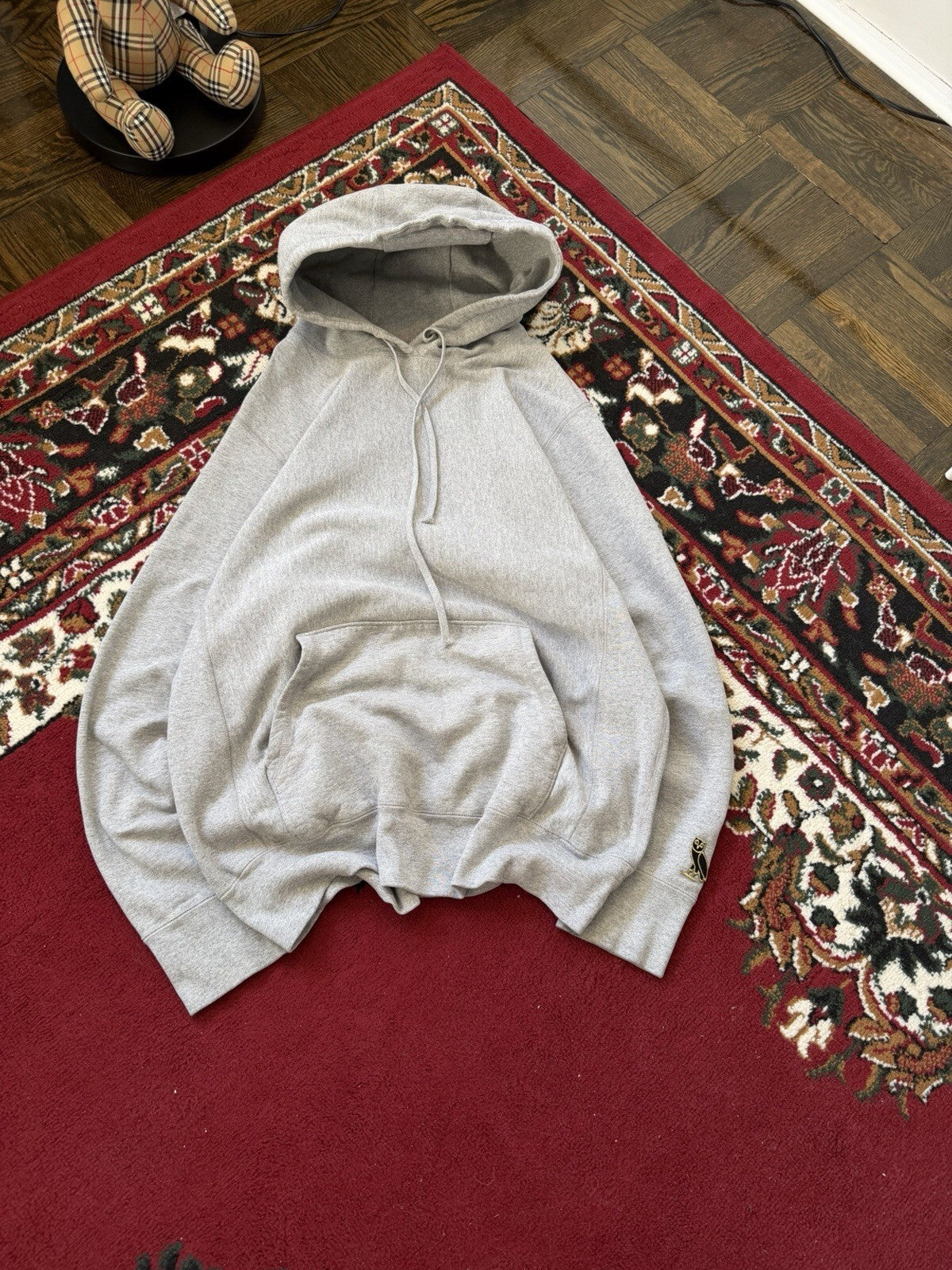 Octobers Very Own Hoodie Mens M Gray  Fleece Lined Owl Logo Sweatshirt OVO Drake