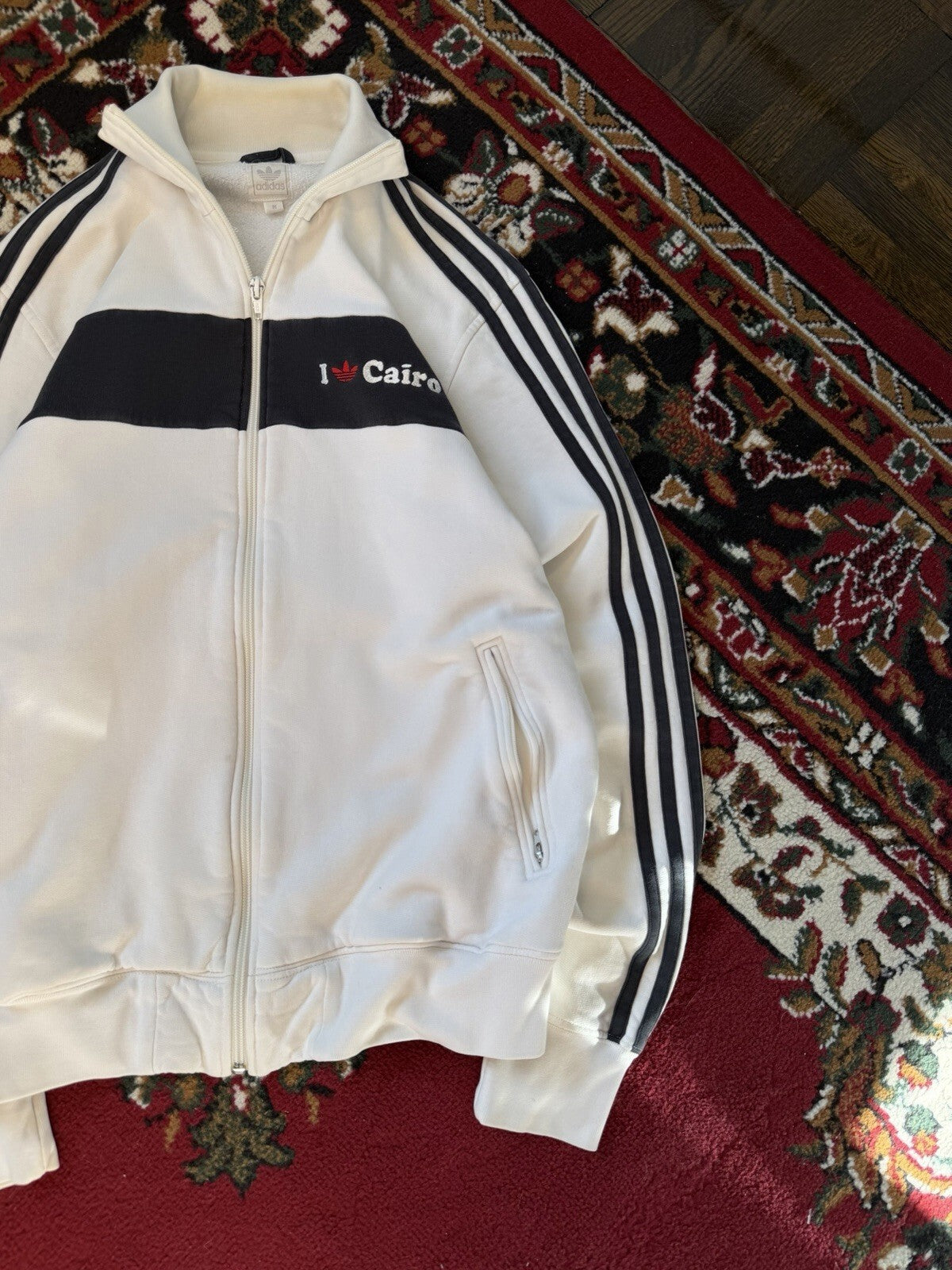 00s Adidas Vintage "I Love Cairo" Zip Up Sweater Track Jacket