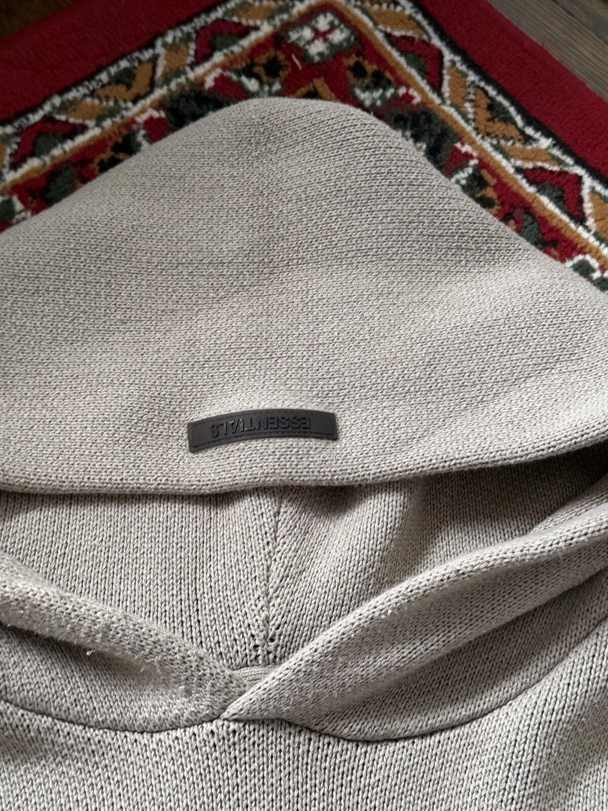 Fear of God Essentials Cream Logo Pullover Hoodie Sweatshirt Knit XL