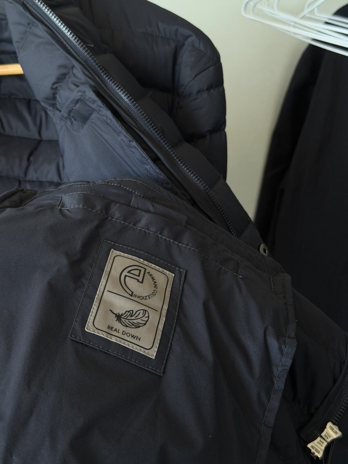 Armani Collezioni Black Mao Neck Down Quilted Jacket