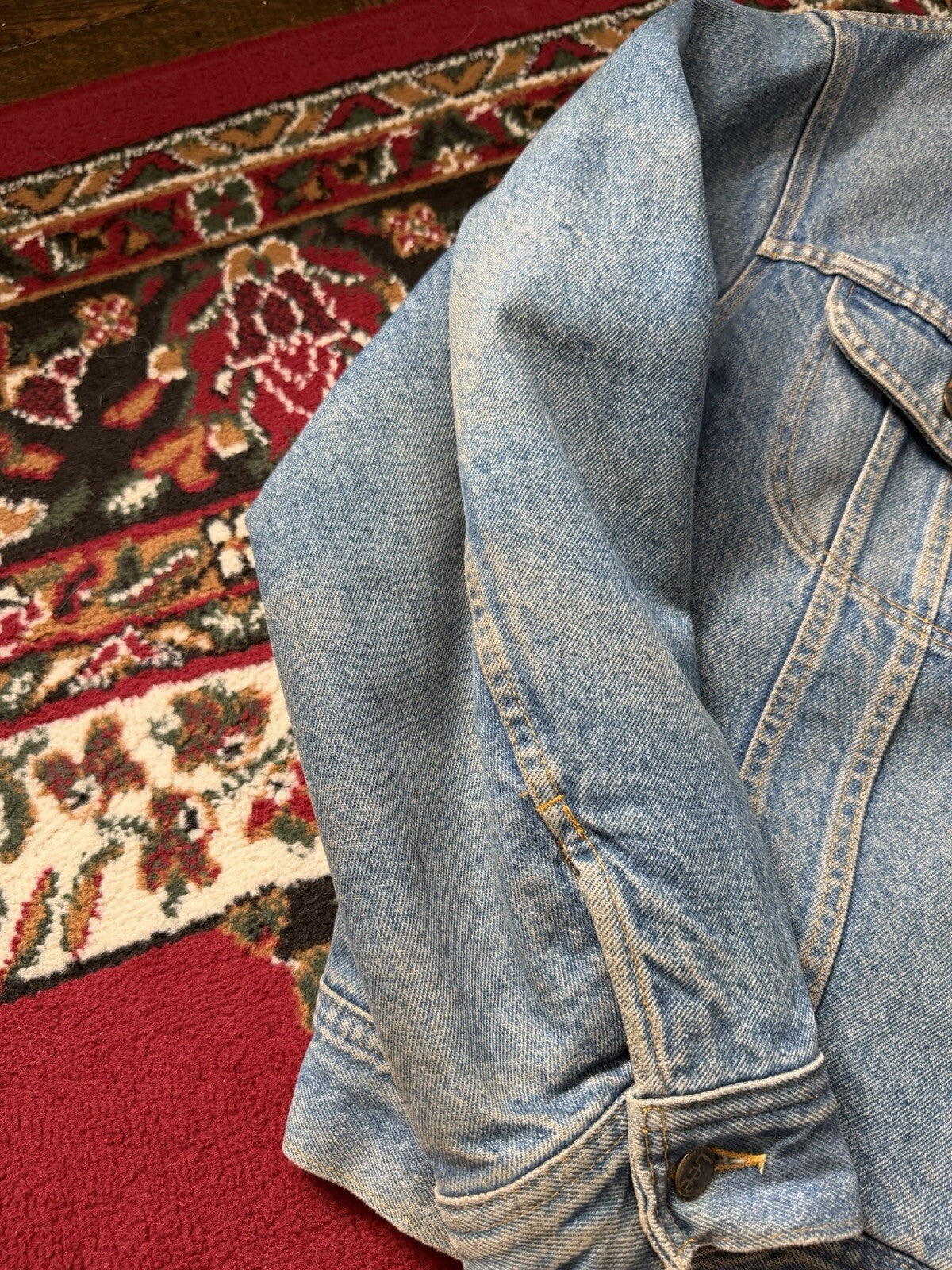 Vintage Lee Storm Rider Washed Blanket Lined Faded Denim Jacket Men's 90s Jean