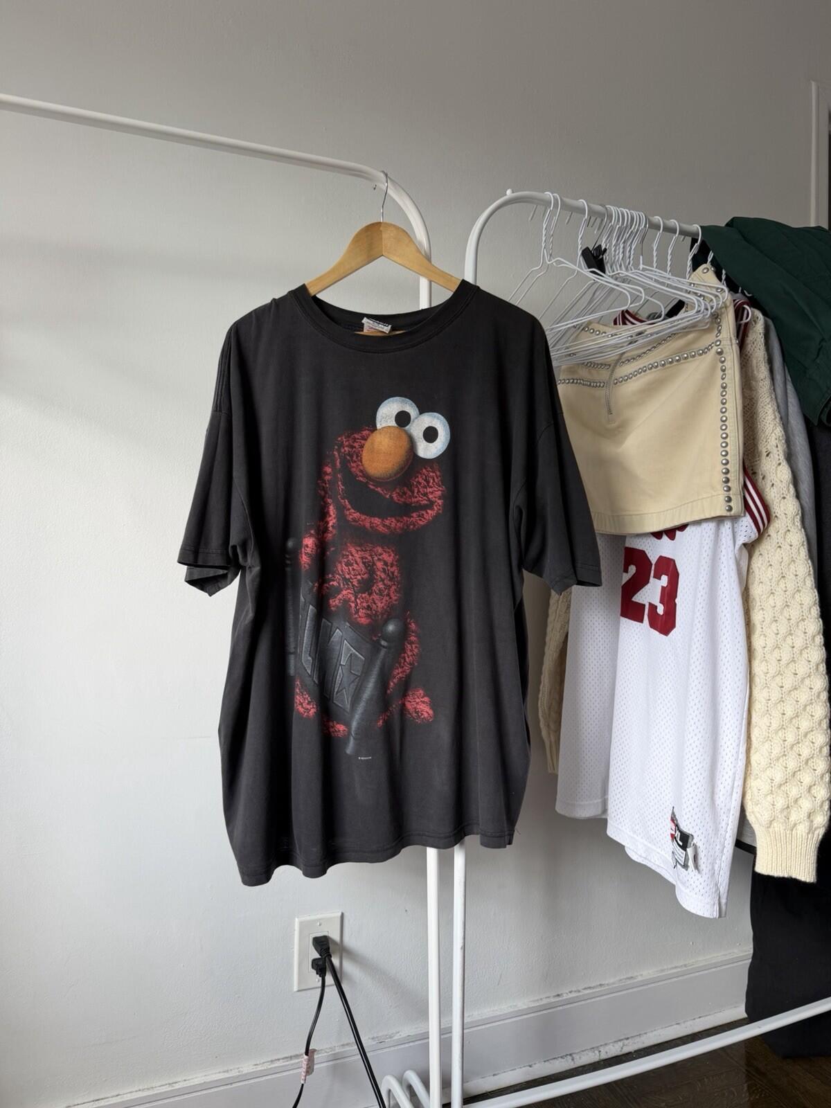 Vintage 90s Elmo T Shirt Jim Henson Sesame Street Black Stitch Mens XLarge