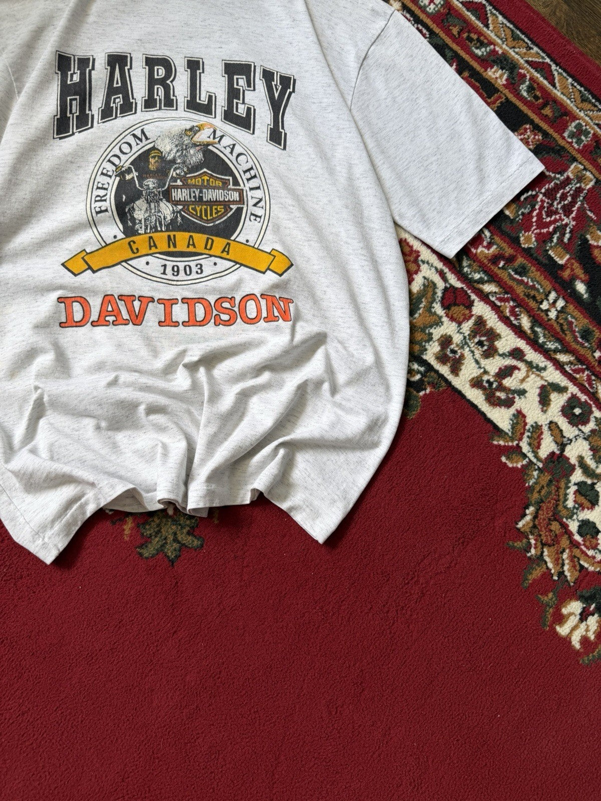 Vintage Harley Davidson Niagara Falls Canada Eagle Motorcycle Men's M Tee 90s