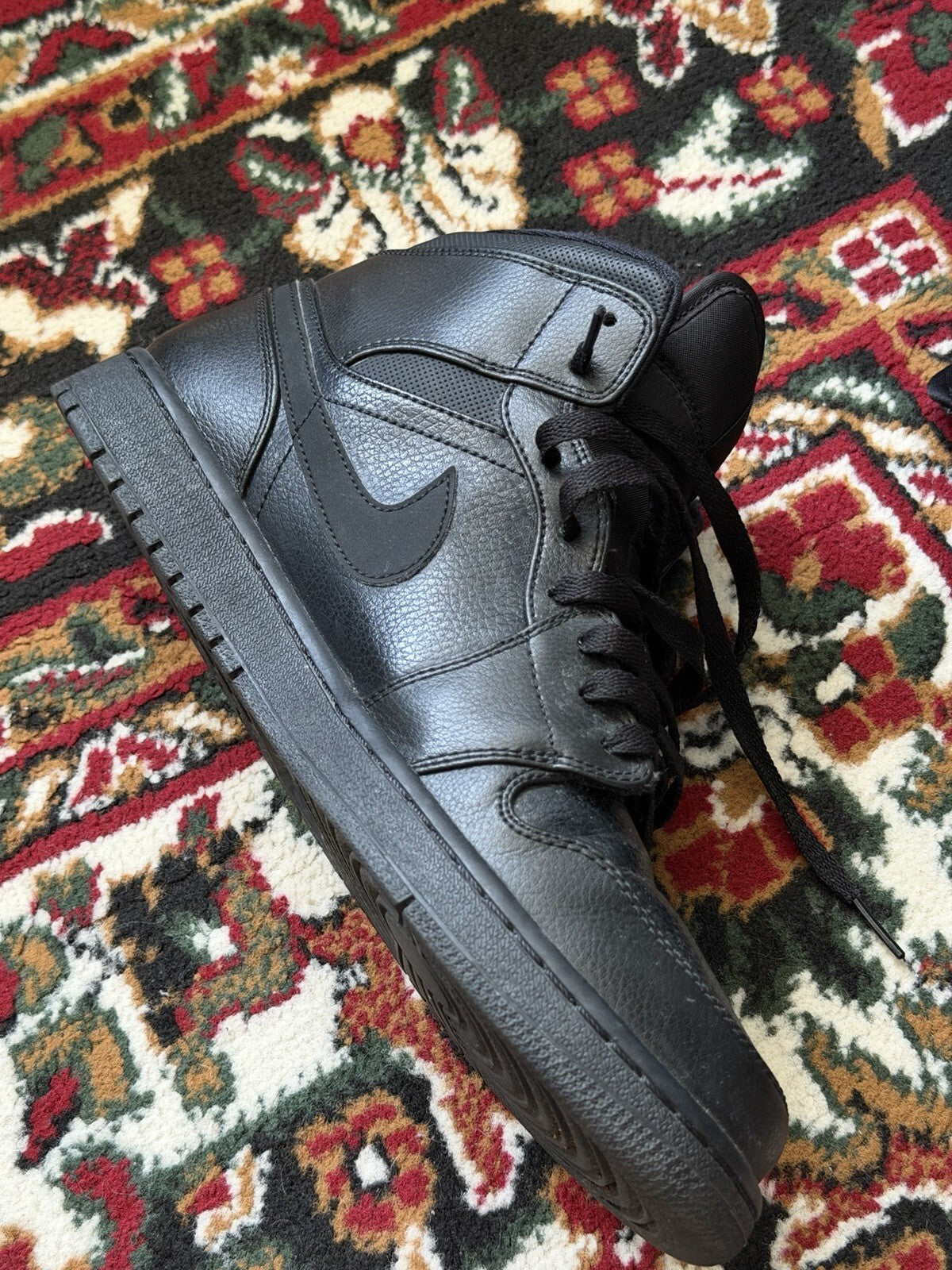 Nike Air Jordan 1 Mid Triple Black Mens 10 Sneakers 554724-030 Retro Trainer