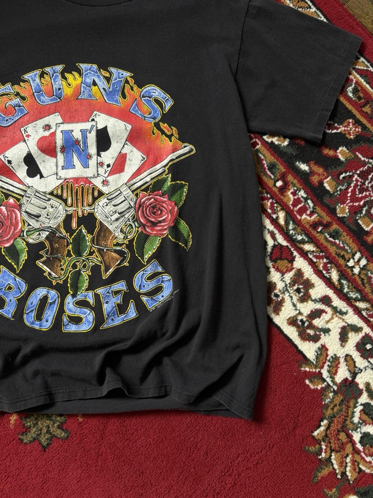 90s Guns N Roses Tshirt "Use Your Illusion Deck Cards" Single Stitch Tee 1991 L