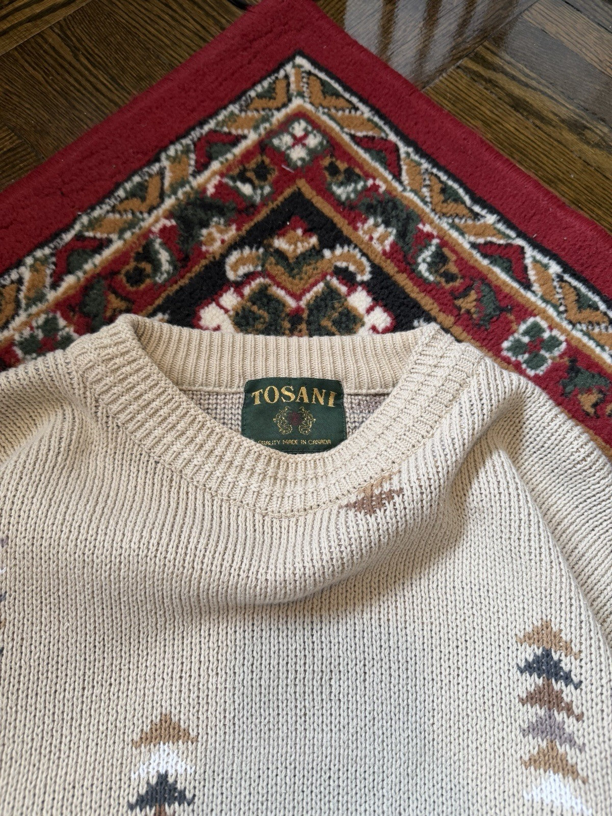 Vintage Tosani Canada Aztec Southwester Pattern Heavy Knit Sweater Size M