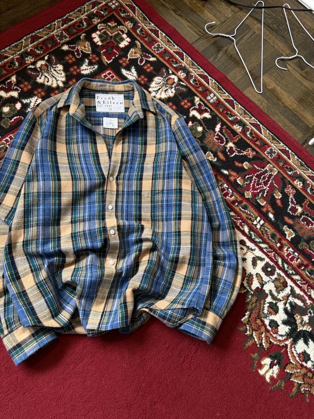 Frank and Eileen "Eileen" Italian Woven Flannel Plaid Button Down Shirt Womens