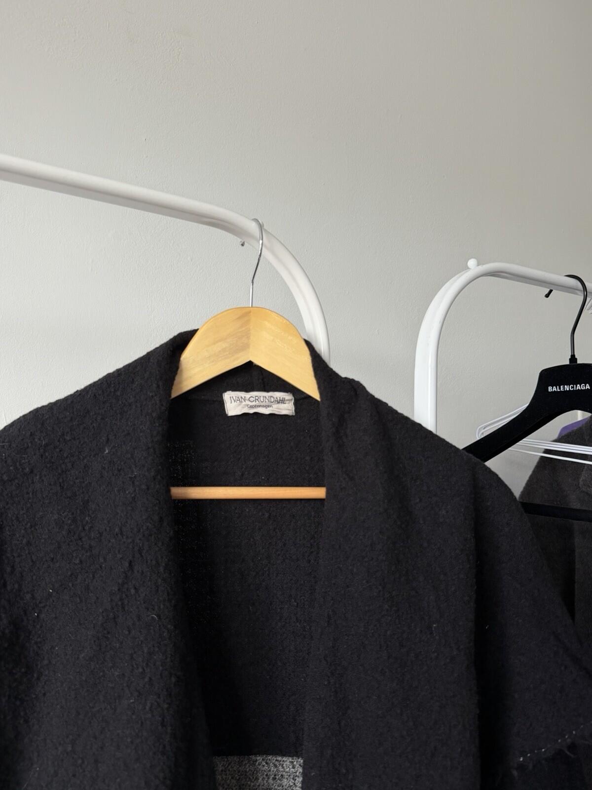Ivan Grundahl Cardigan Sweater M/L Black OVERSIZED Wool blend Cardigan Jacket