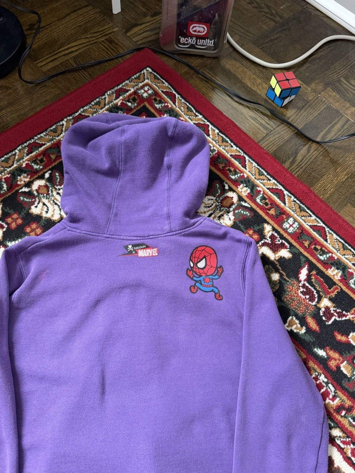 Tokidoki Marvel Pullover Hoodie Womens XL Spider-Man Spidey Super Hero 2011 Y2k