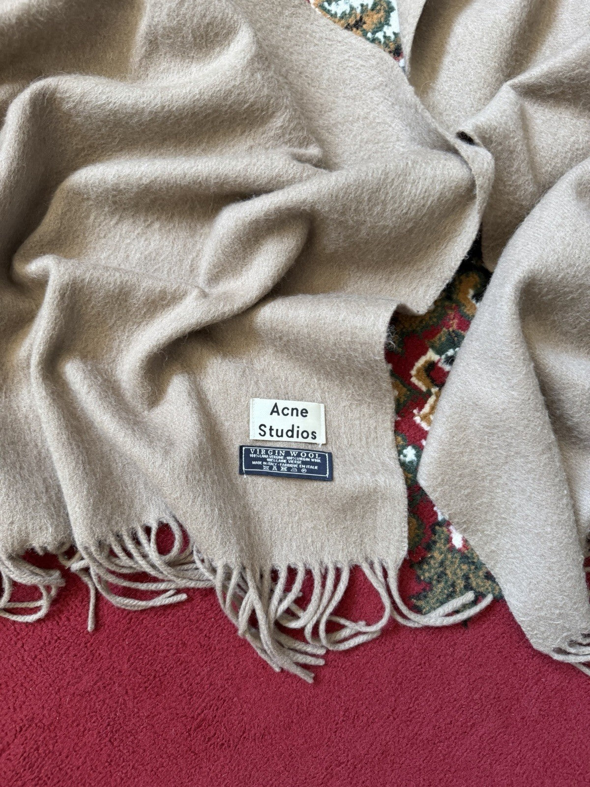 Acne Studios Virgin Wool Fringe Long Scarf 42.5/26.8 in