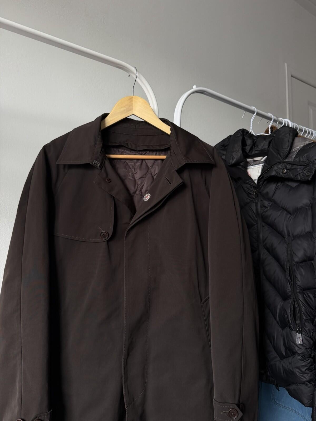 Moncler Nylon Down Coat Mocha Brown Jacket Size 3 Logo Mens