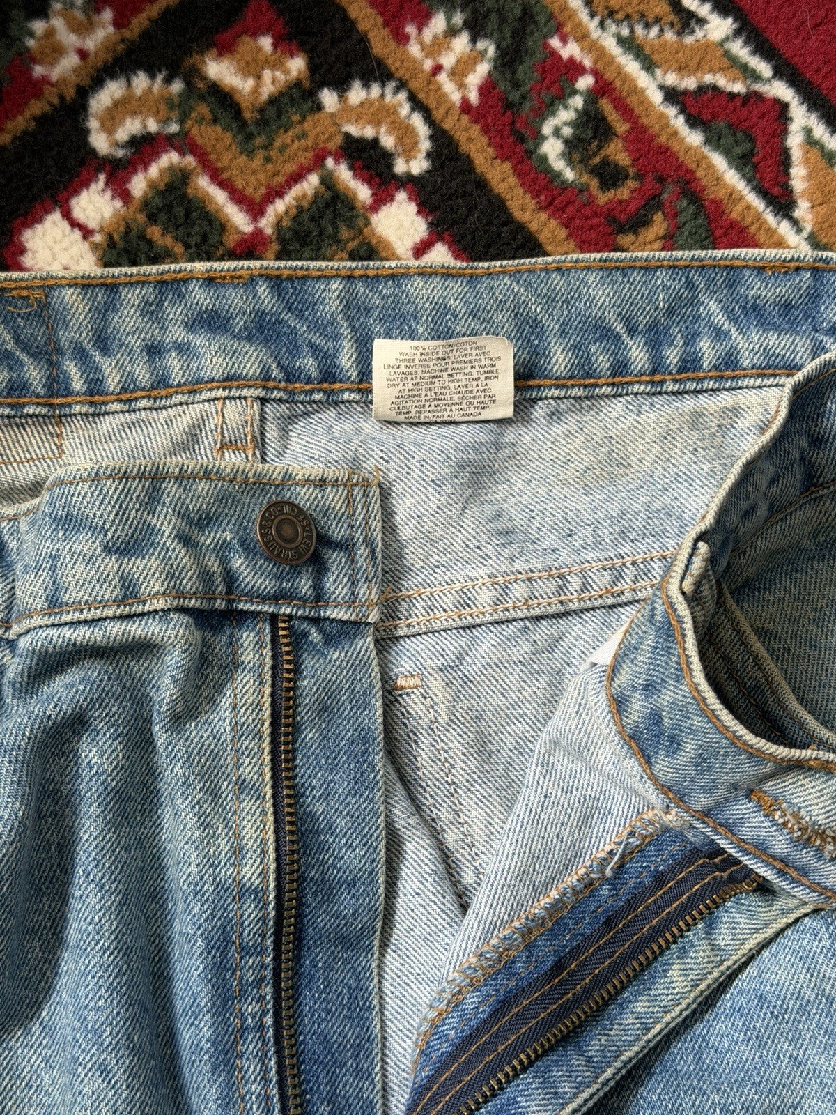 Vintage Levis 619 Jeans Mens 38x34 Washed Blue High Rise Straight Fit Levi's 90s