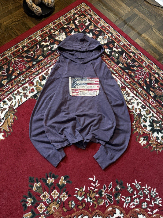Polo Ralph Lauren Denim & Supply Mens Americana Flag Slim Purple Hoodie Sweater