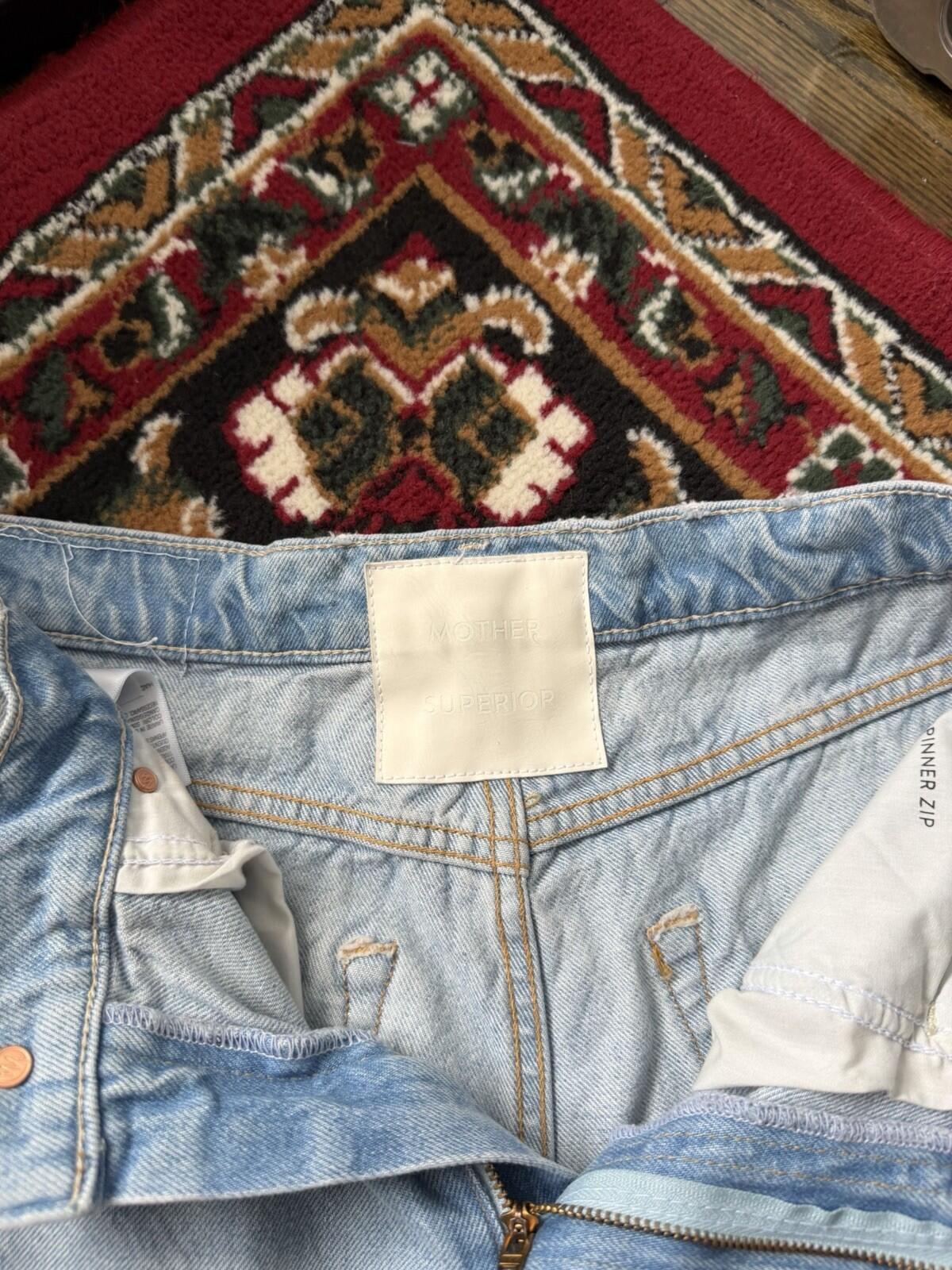 MOTHER Superior ‘The Spinner Zip Sneak’ Wide Denim Jeans Pedal Faster 26