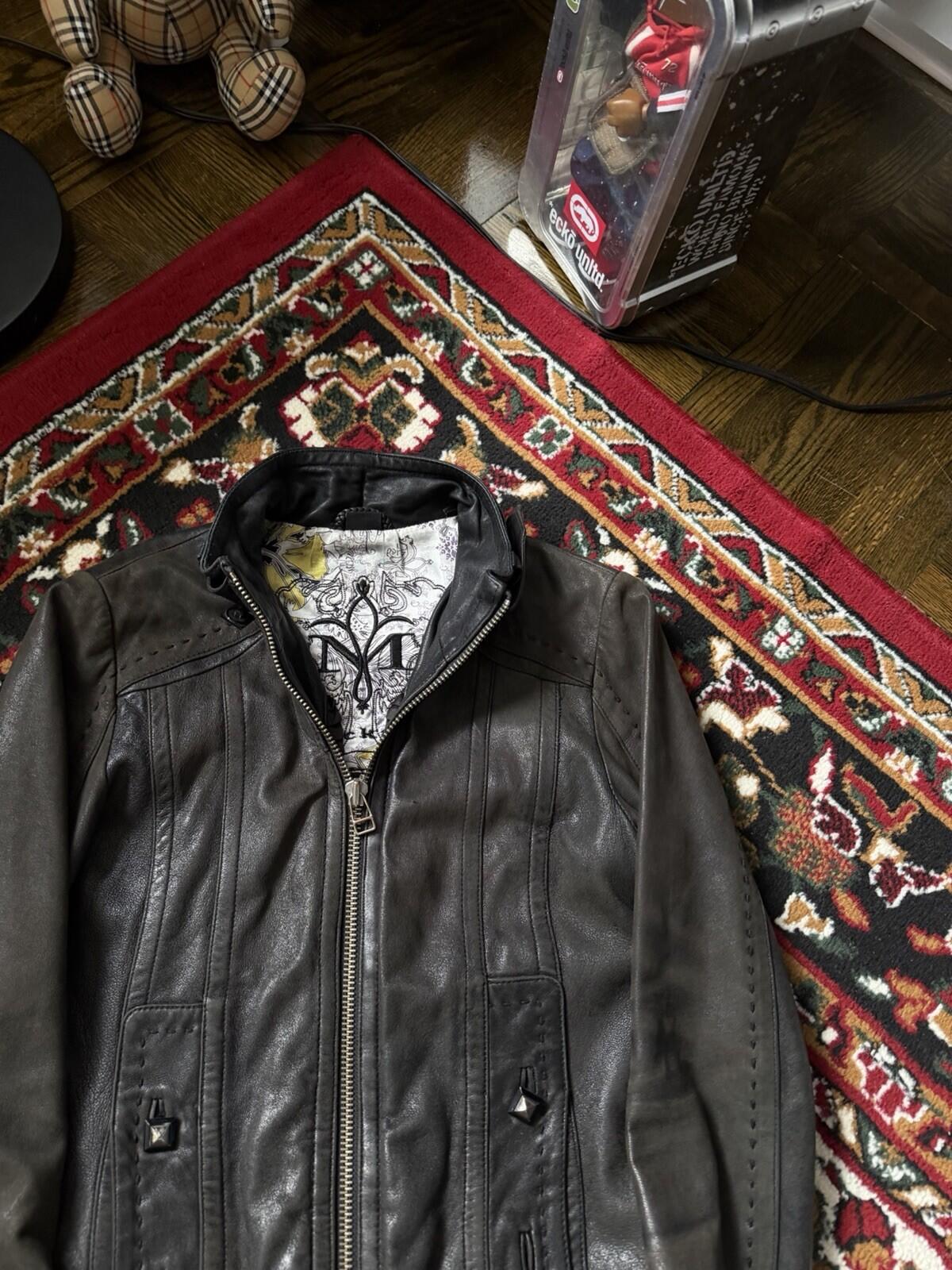 Mackage Buttery Lambskin Leather Jacket Sz XS Brown Vintage Graphic Lining