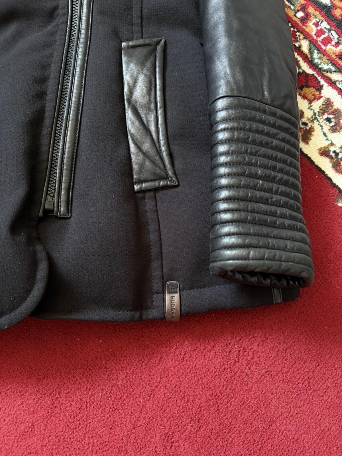 Rudsak Racoon Fur Leather Sleeves Women’s Fitted Down Coat Size S