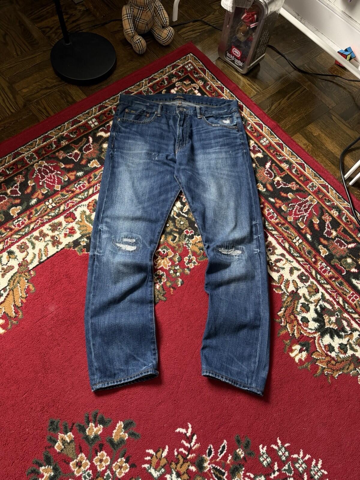 Ralph Lauren Polo Sashiko Repaired Patchwork Jeans Blue Size 34/32 Denim Pants