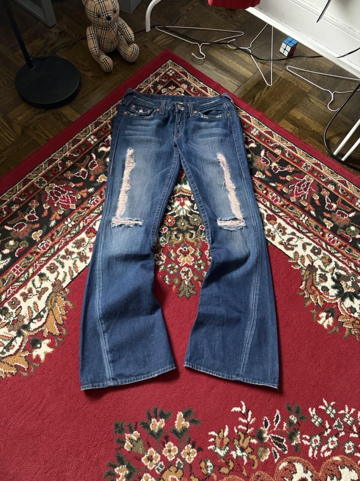 Vtg True Religion #503 Joey Blue Jeans Woodstock Distressed Bell Bottom Pants 31