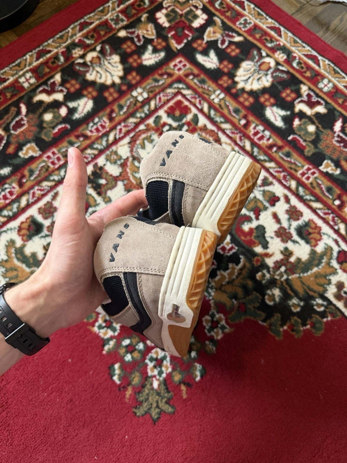 Y2K Vans Tabloid 2 90s Skate Shoes Suede Taupe/Navy Vintage Men’s Size 11
