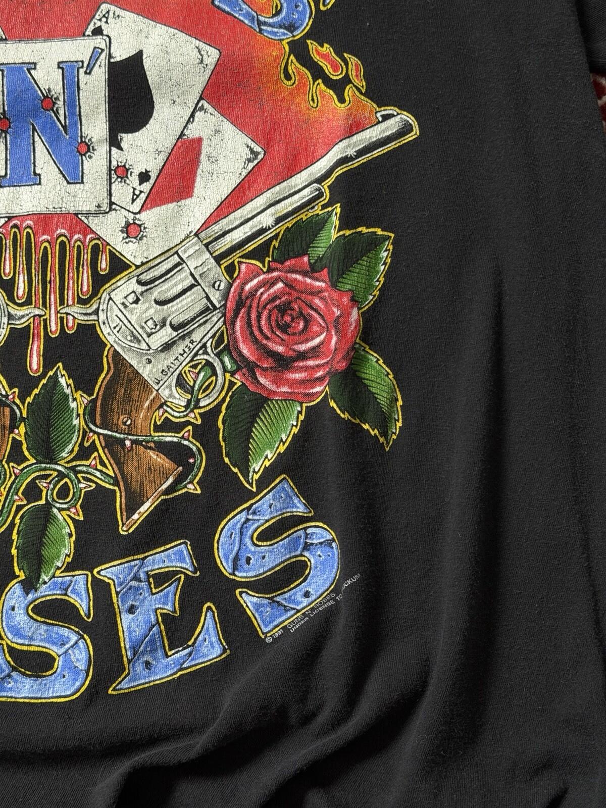 90s Guns N Roses Tshirt "Use Your Illusion Deck Cards" Single Stitch Tee 1991 L