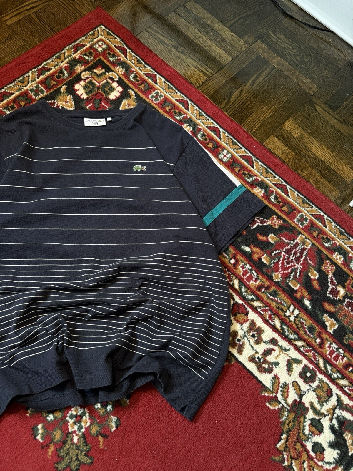 Lacoste Andy Roddick 2012 Rare Striped Jersey Tennis Shirt Size 7 Mens