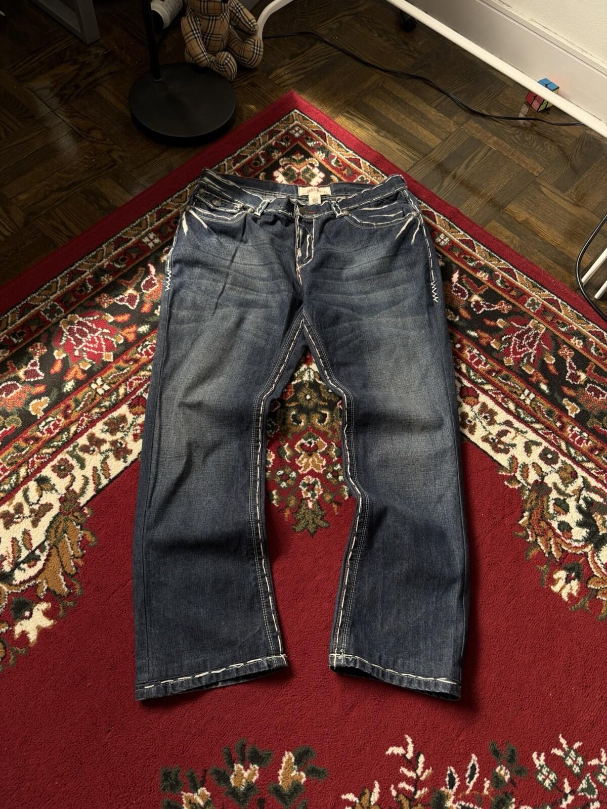 Laguna Beach Jeans Size 36 Mens Bootcut Skulls Embroidered Vintage Made in USA