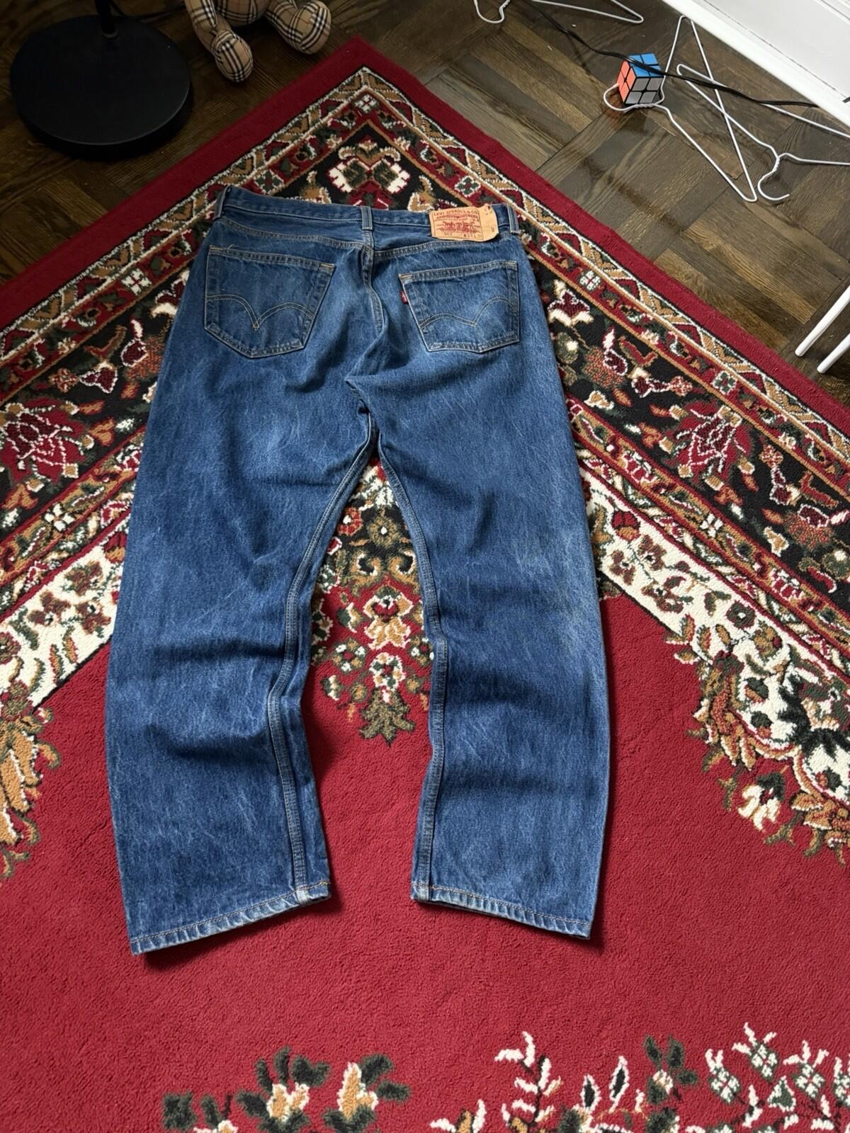 Levis 501 Vintage Button Fly Blue Denim Jeans Medium Wash Mens Size 34x31