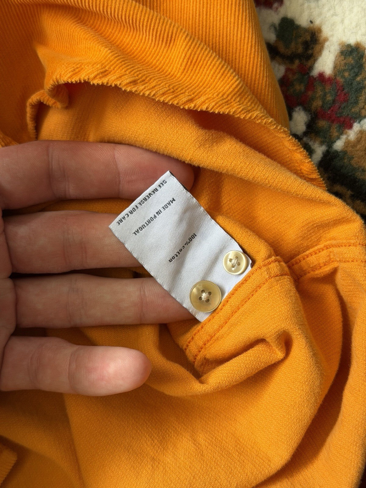 Portuguese flannel  Corduroy Orange Short Sleeve Size L