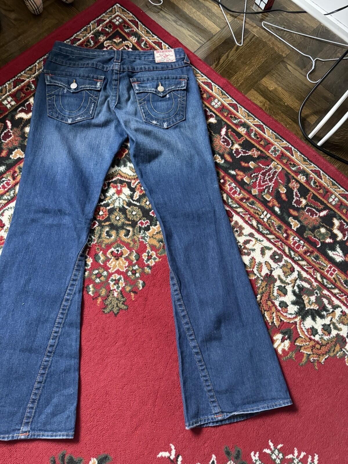 Vtg True Religion #503 Joey Blue Jeans Woodstock Distressed Bell Bottom Pants 31