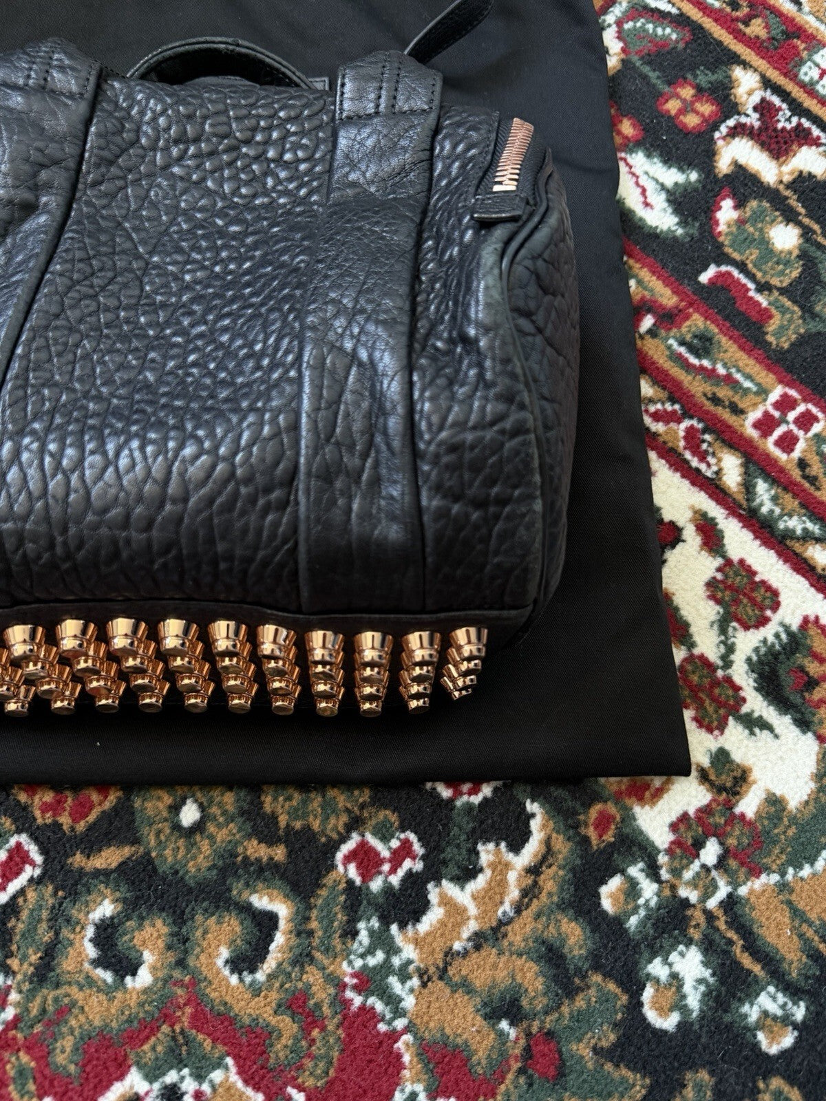 Alexander Wang Rockie Rocco Black Pebbled Lambskin Leather Satchel