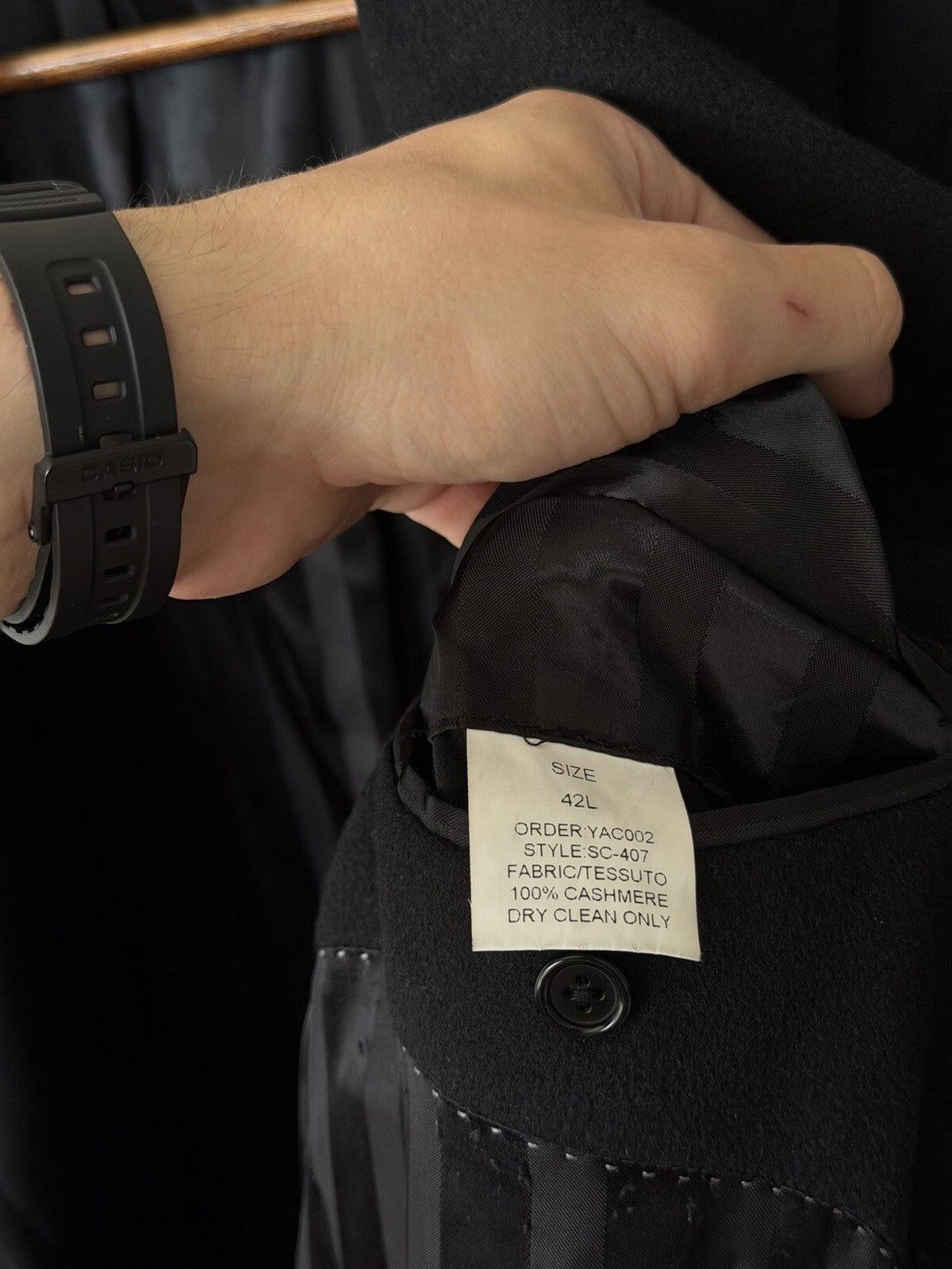 LOUIS DELL'OLIO Vintage Cashmere Black Coat Jacket 3 button Size 42