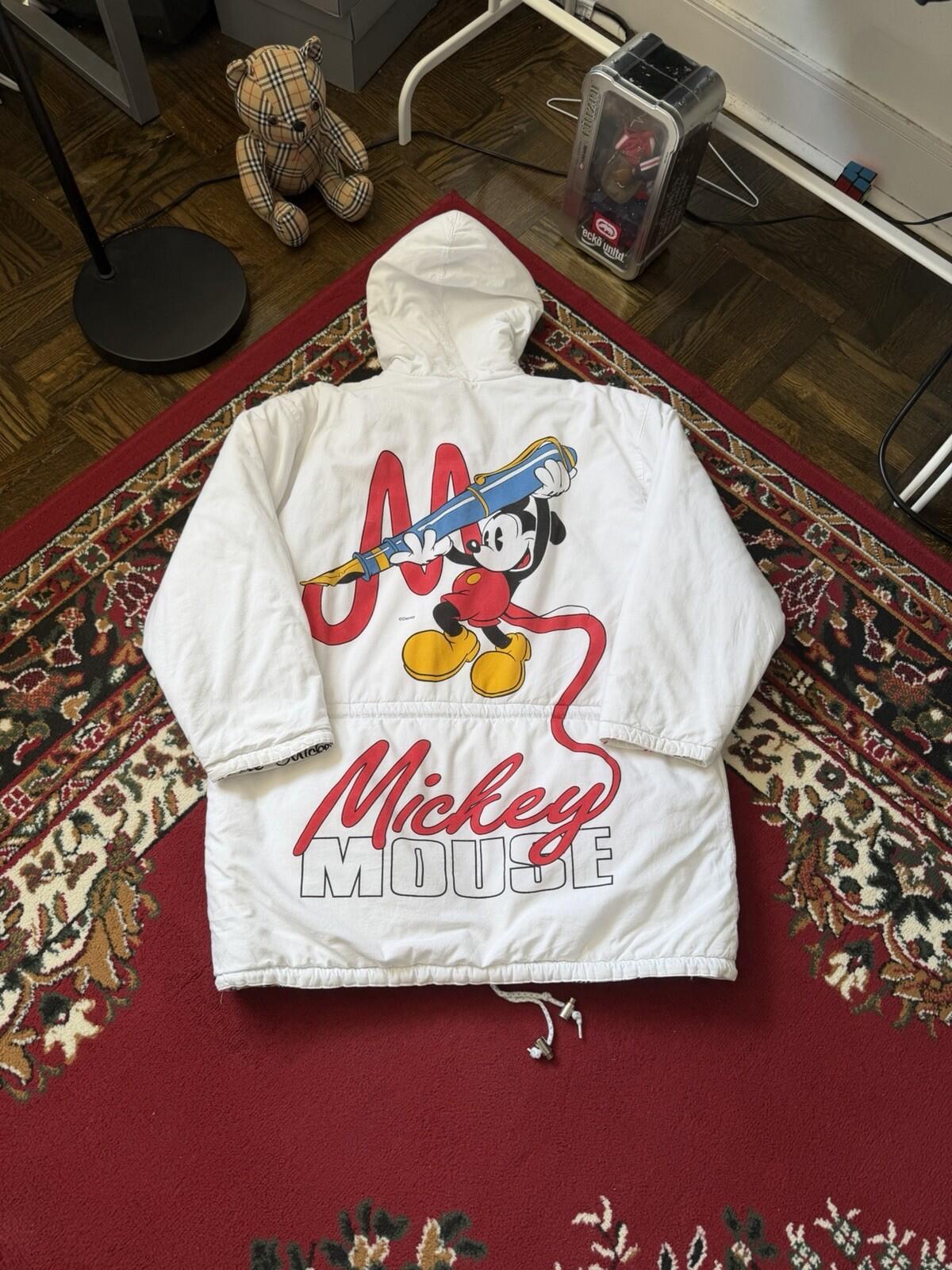 Mickey Mouse Disney Women's Oversized Hooded Jacket White Parka Reversible M