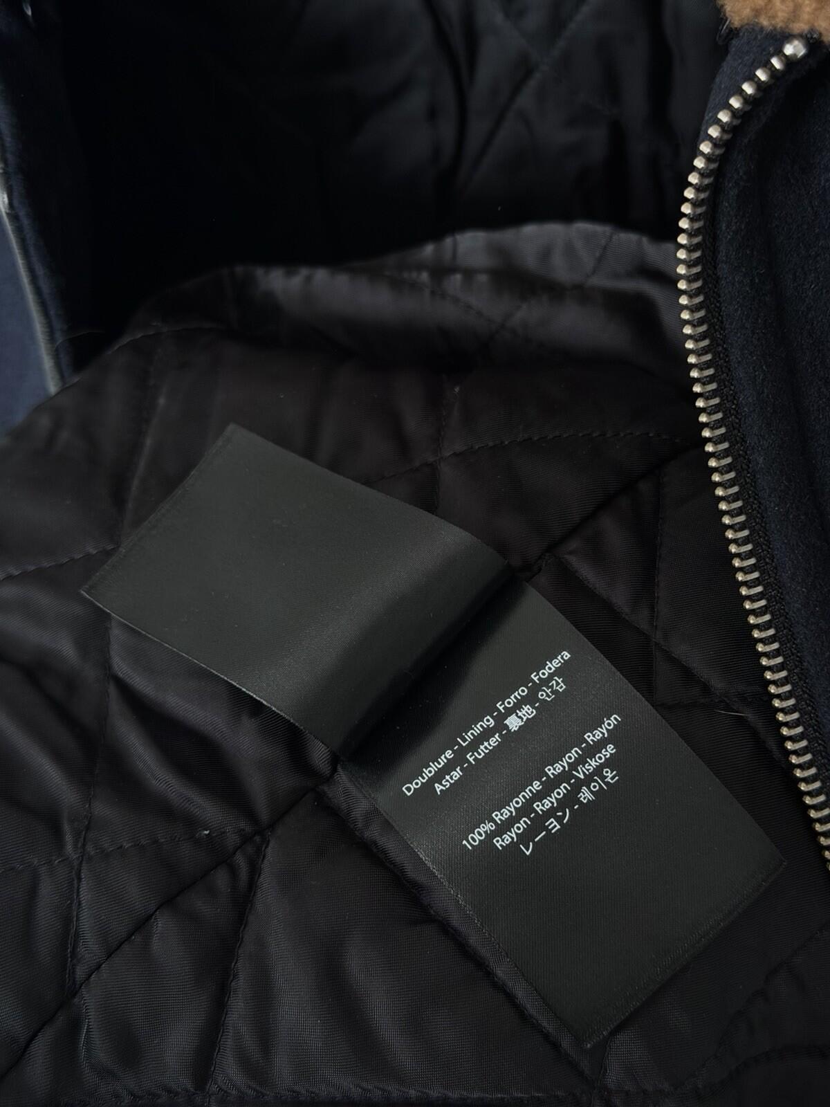 MACKAGE Theo Wool Cashmere Shearling Jacket Real Sheepskin Fur Navy Blue Coat