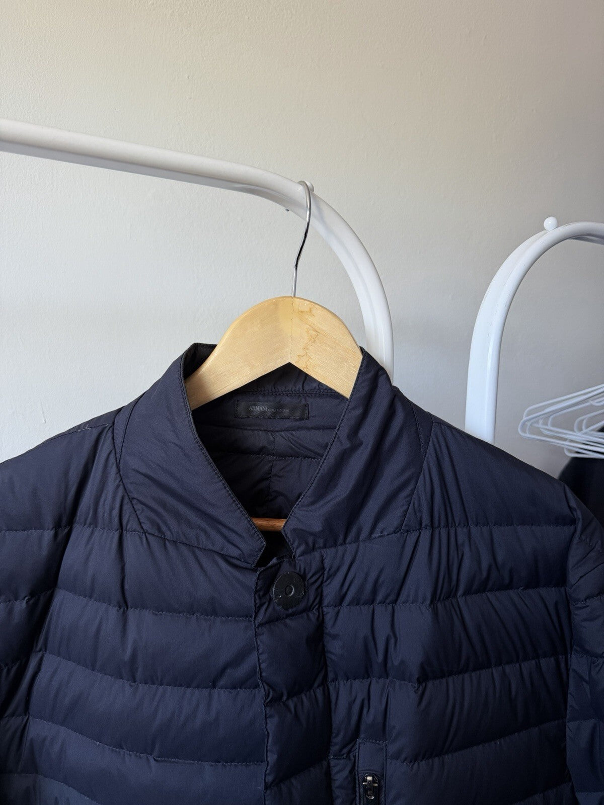 Armani Collezioni Black Mao Neck Down Quilted Jacket