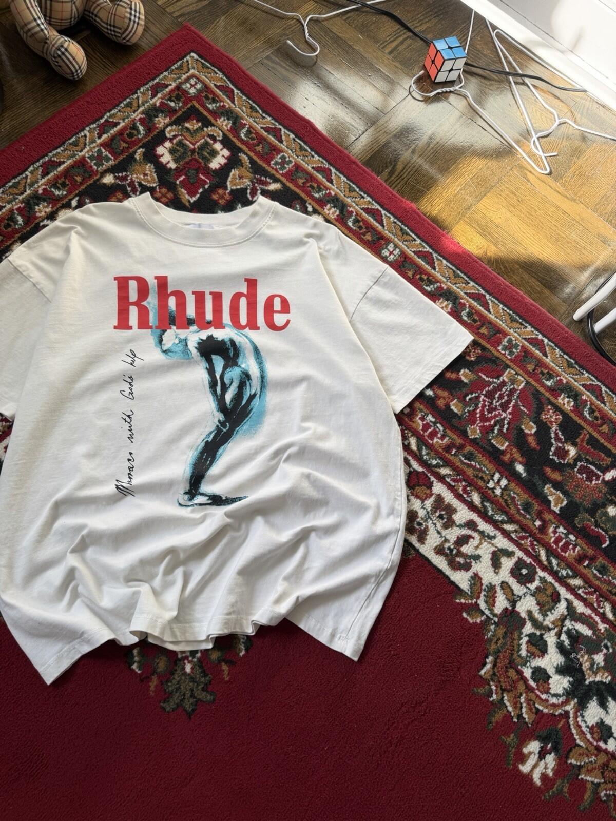 Rhude God Help Me Tee "Vintage White" Size L Made In USA