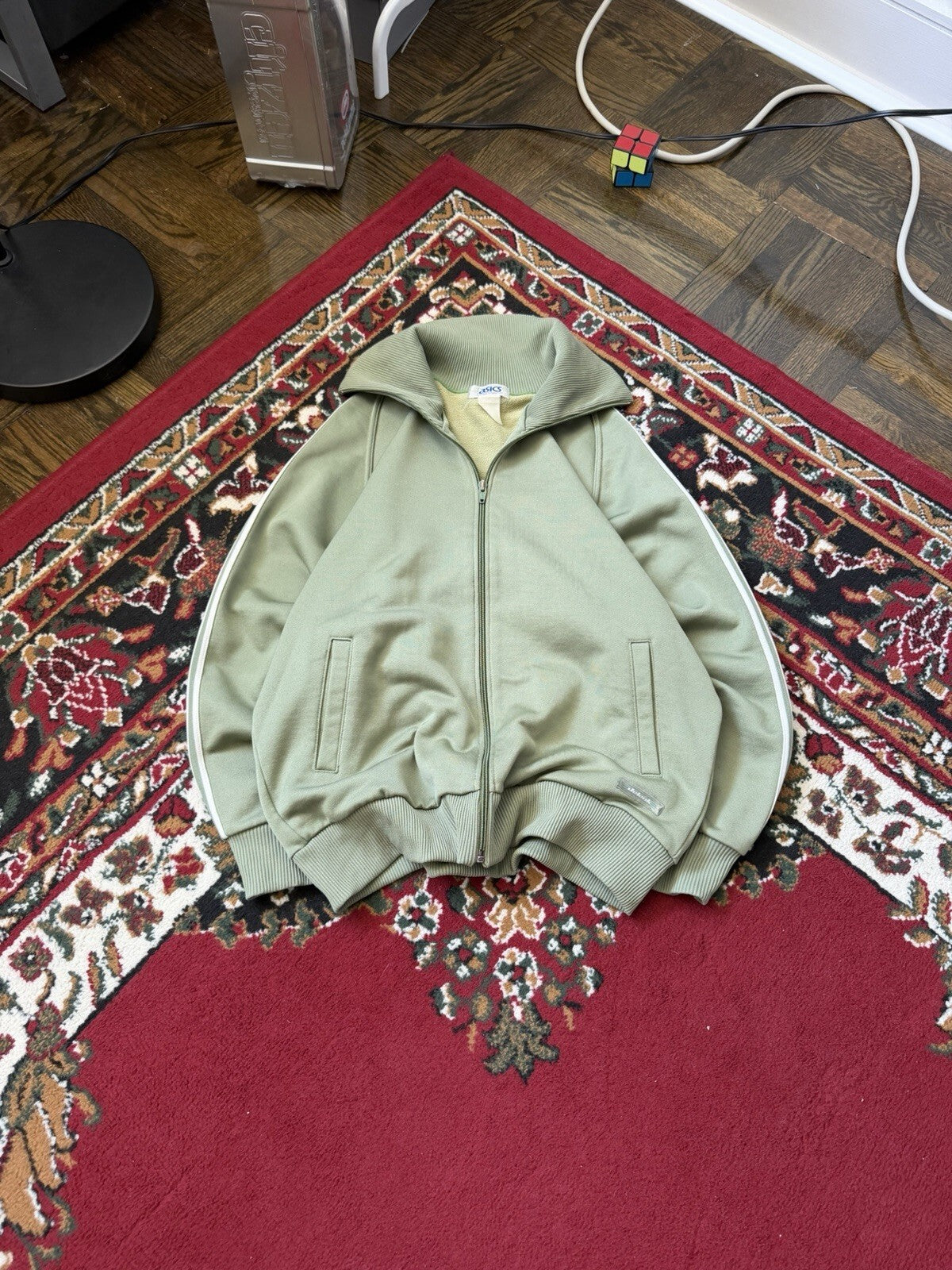 Vintage ASICS Jelenk Full Zip Track Jacket Green Made in Japan 90s