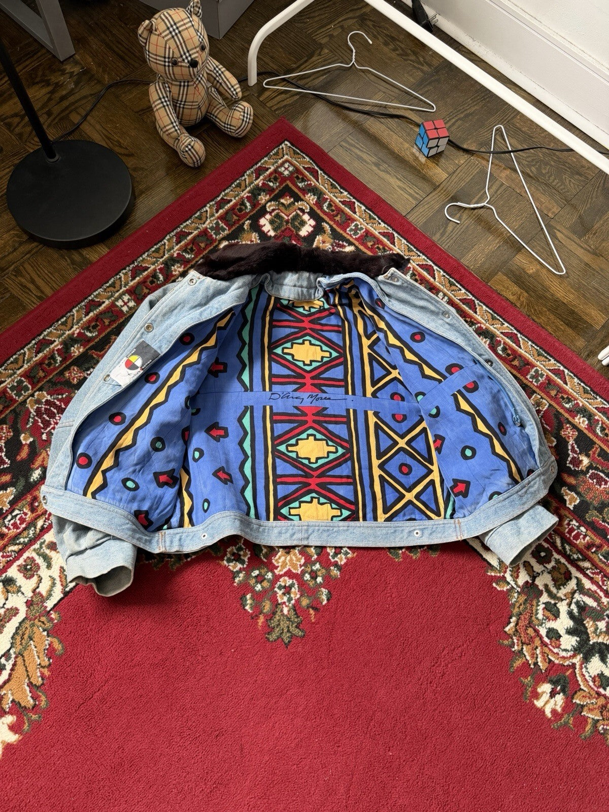 D'Arcy Moses Indian Nation Denim Jacket x Gilles Allard Wasel Fur Medium RARE!