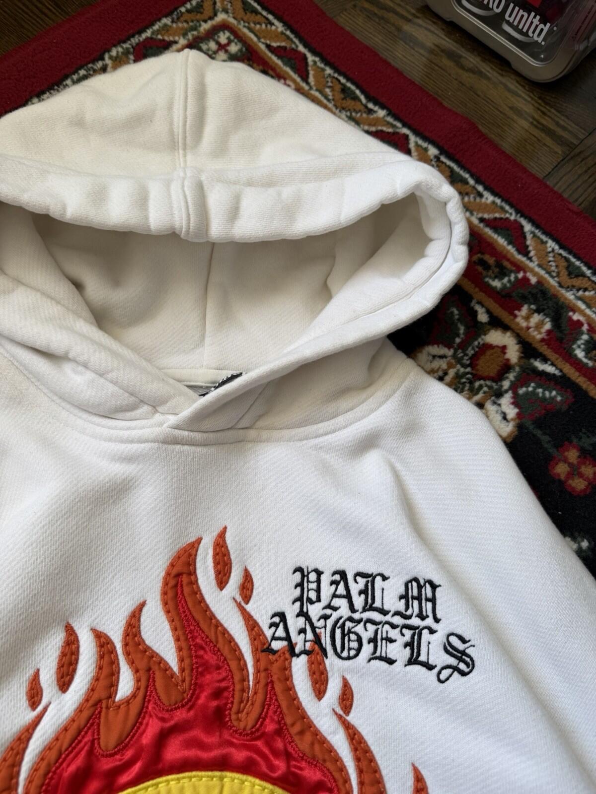 Palm Angels x Smiley Happy Collection Cream White Embroidered Oversized Hoodie S
