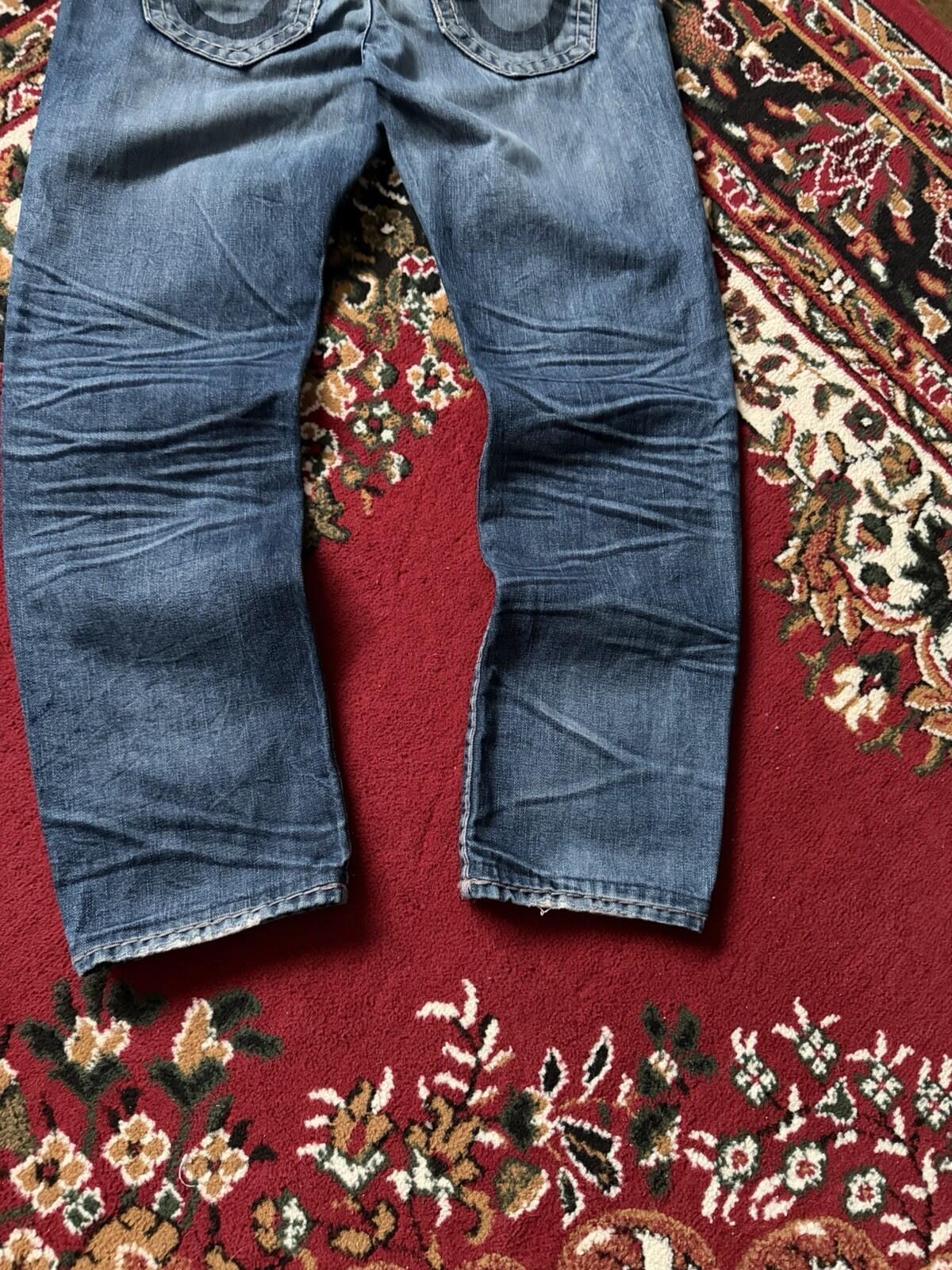 True Religion Mens Jeans Denim Tan Stitching Straight Leg 32 Y2K