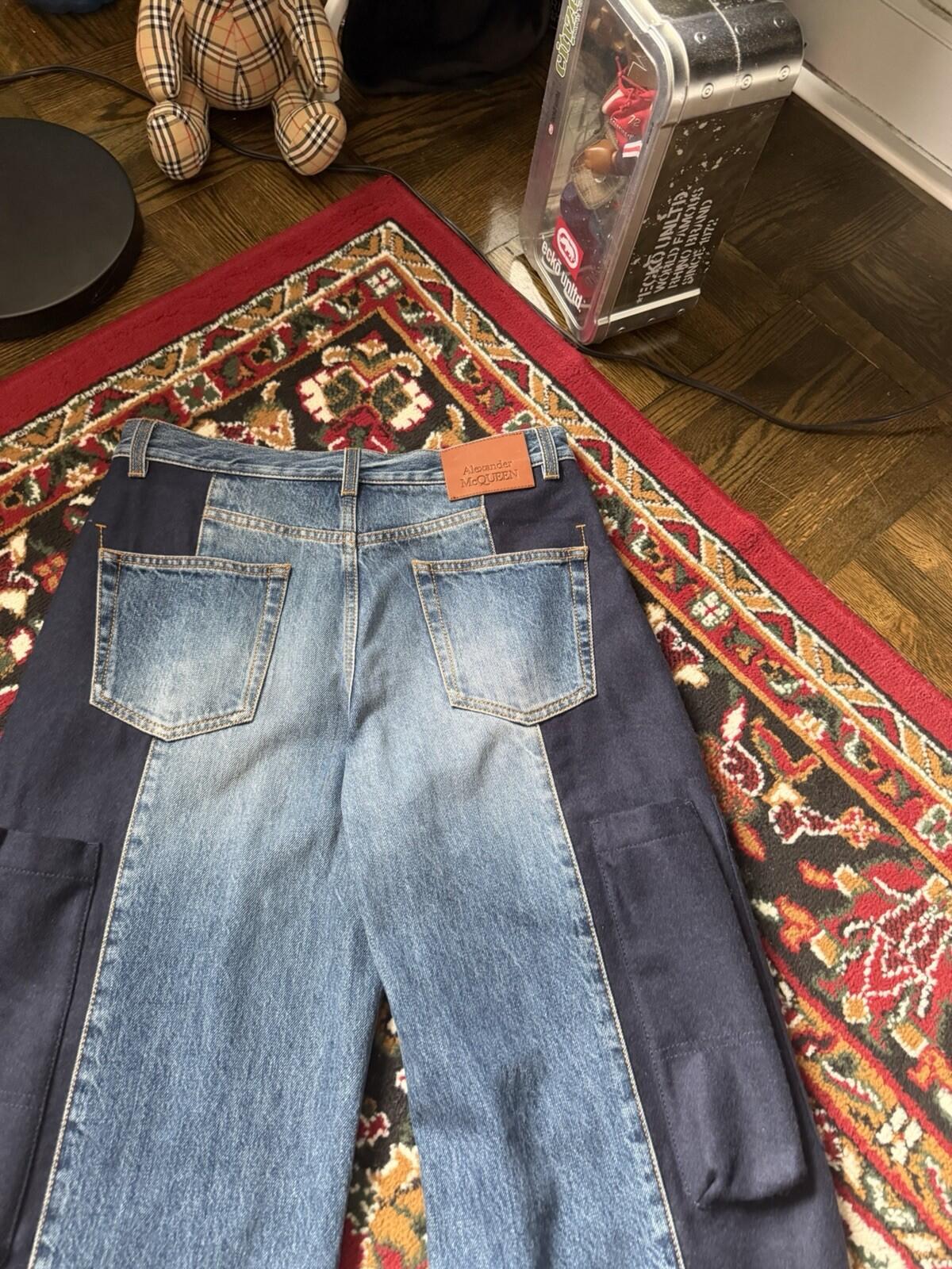 Alexander McQueen High Rise Media Mix Wool/Cotton Cargo Jeans