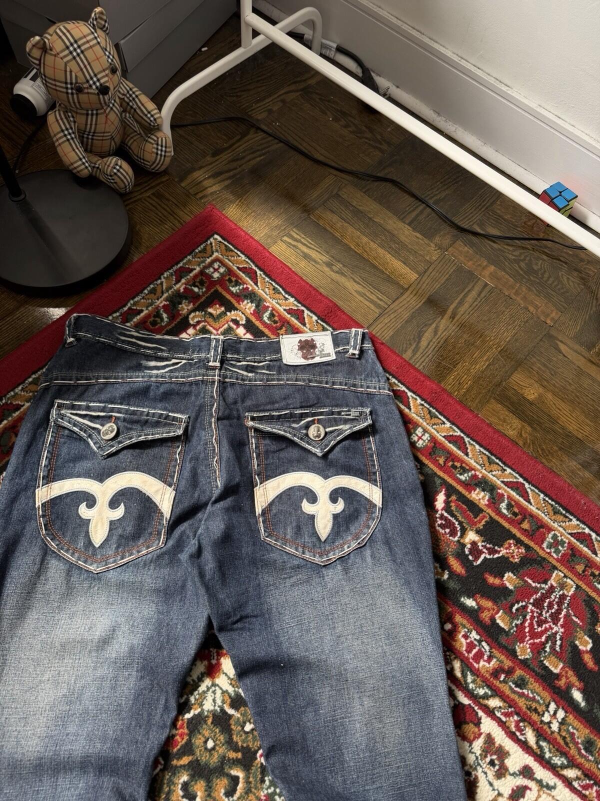 Laguna Beach Jeans Size 36 Mens Bootcut Skulls Embroidered Vintage Made in USA
