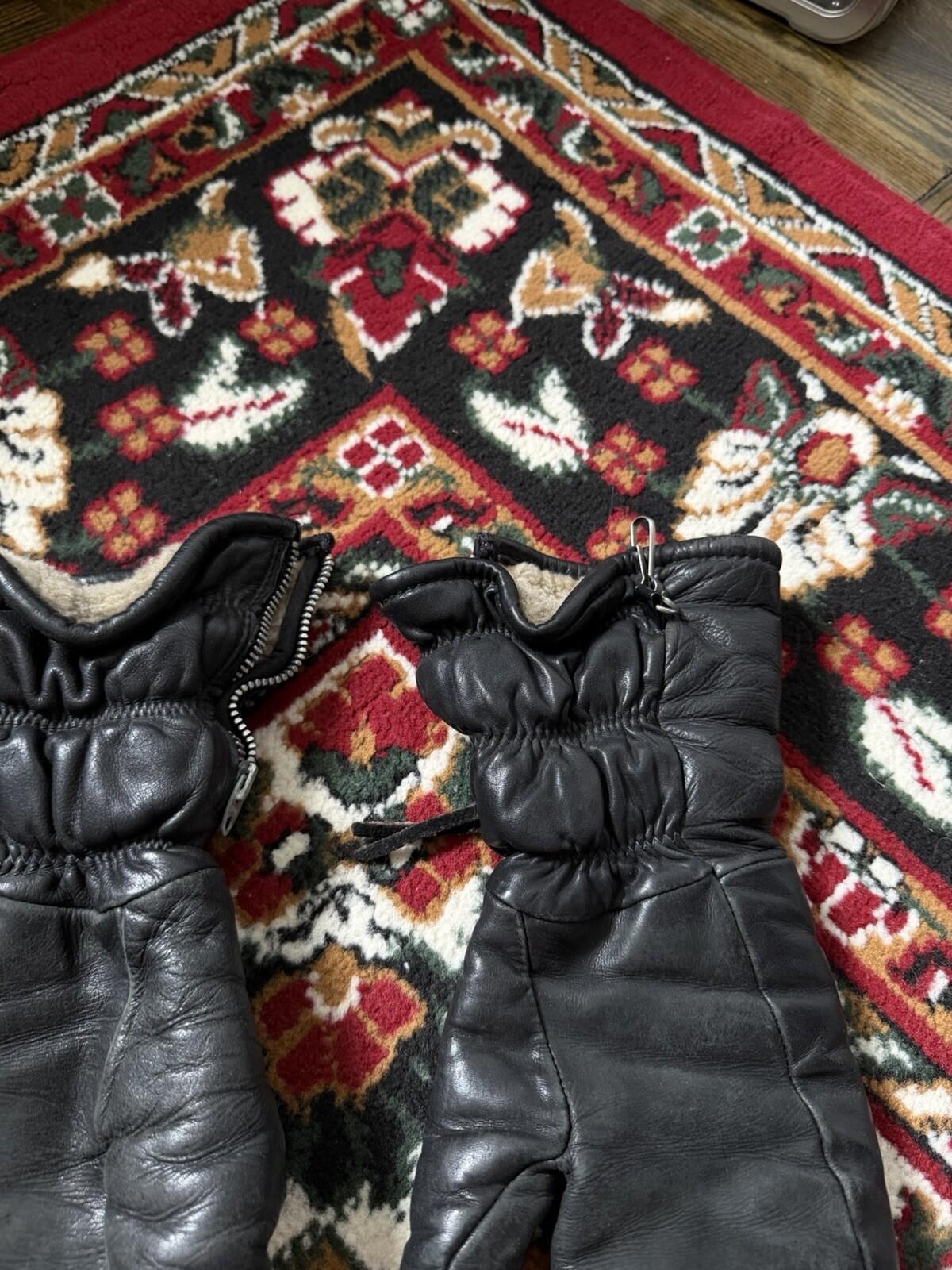 Vintage Leather Lightning Zipper Biker Gloves 50s-60s Fleece Lined Made in USA