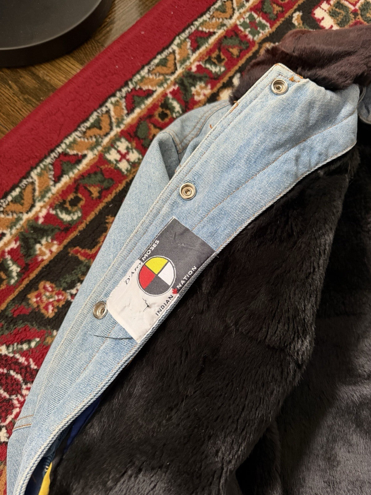 D'Arcy Moses Indian Nation Denim Jacket x Gilles Allard Wasel Fur Medium RARE!