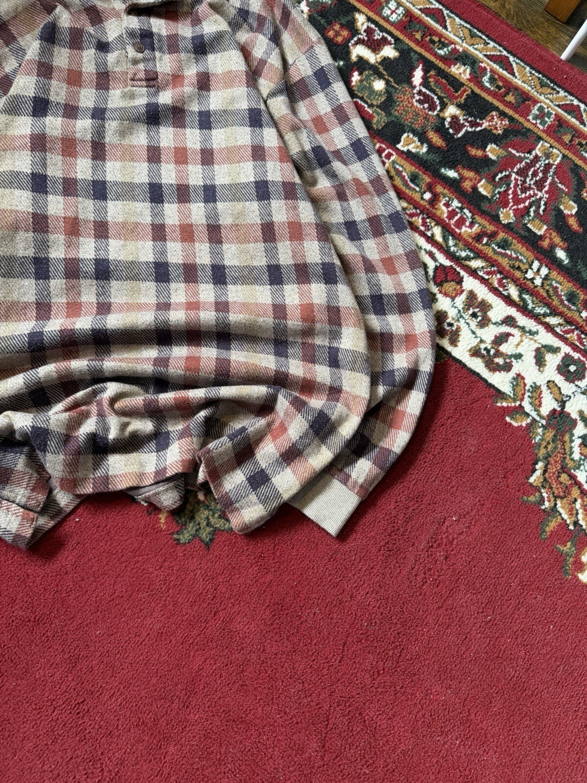 Vintage Chaps Ralph Lauren Plaid Rugby Polo Shirt Men Large Long Sleeve 90s
