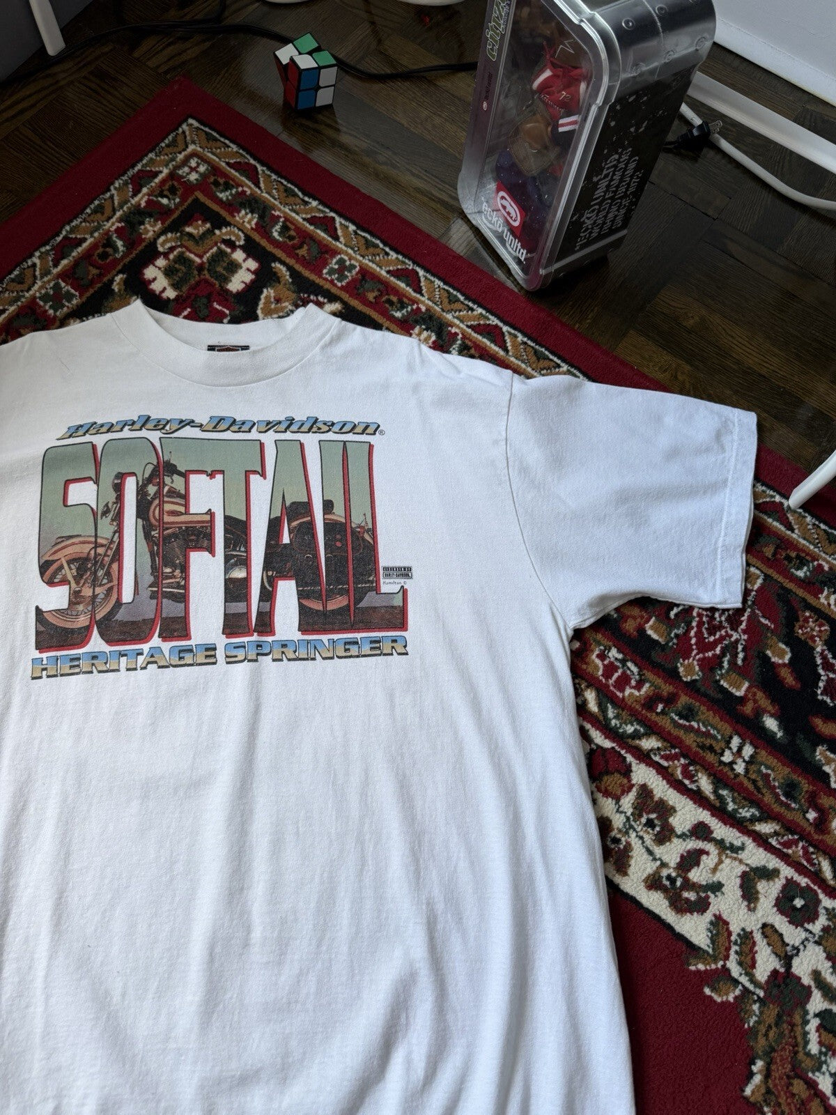 Vintage Harley Davidson Softail Heritage Motorcycle Men's XXL Tee 90s Sarnia ON